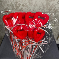 Dekoratif Kadife Strafor Çubuk Kalp 25 cm 10'lu - 20336