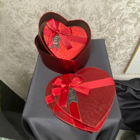 Premium Küçük Kalp Formlu Kurdelalı Özel Gün Hediye Kutusu 3lü - 23147 -