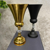 Vintage Metal Çiçeklik ve Dekoratif Kısa Ayaklı Taşlı Vazo - 21402 -