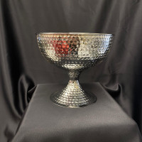 Vintage Metal Çiçeklik ve Dekoratif Darbeli Oval Vazo - 21401 - deg -