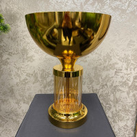 Vintage Metal Çiçeklik ve Dekoratif Cam Gövde Ayaklı Vazo - 22204 - deg -