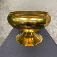 Vintage Metal Çiçeklik ve Dekoratif Ayaklı Ufo Oval Vazo - 23008 -