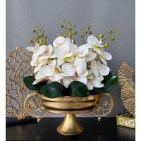 Vintage Metal Çiçeklik ve Dekoratif Kulplu Oval Saksı - 23123 - deg -