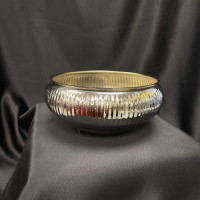 Metal Çiçeklik ve Dekoratif Çizgili Ufo Kase - 23007 - deg -