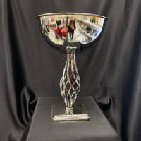 Vintage Metal Çiçeklik ve Dekoratif Burgulu Ayaklı Vazo - 21978 - deg -