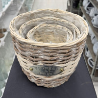 Flowers Etiketli Kare Hasır Çiçek Sepeti 3'lü - 23028 - deg -