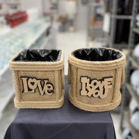 Love Yazılı Dekoratif Hasır Saksı - 20986