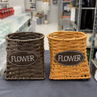 Dekoratif Flower Yazılı Hasır Saksı - 22274