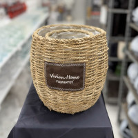 Flowerpod Yuvarlak Hasır Çiçek Sepeti 2'lü - 23050 - deg -