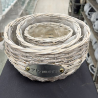 Flowers Etiketli Oval Hasır Çiçek Sepeti 3'lü - 23029