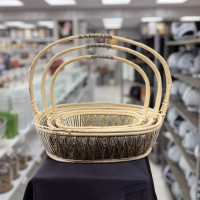 Hasır Çiçek Sepeti 3'lü - 23057 - deg -