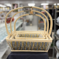 Hasır Çiçek Sepeti 3'lü - 23069 - deg -