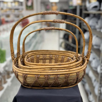 Hasır Çiçek Sepeti 3'lü - 23058 - deg -