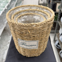 Hasır Çiçek Sepeti 3'lü - 23053 - deg -