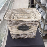 Flowers Etiketli Kare Hasır Çiçek Sepeti 3'lü - 23027 - deg -