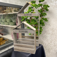 Dekoratif Vintage Doğal Ahşap Duvar Saksı Rafı - 70043 -