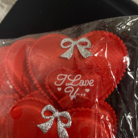 Dekoratif Kumaş Love Yazılı Çubuk Kalp 20 cm 12'li - 71152 - deg -