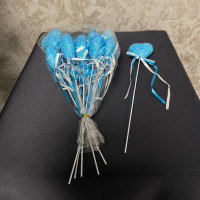 Dekoratif Strafor Simli Çubuk Kalp 25 cm 10'lu - 71154 - deg -