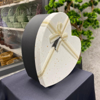 Premium Siyah Beyaz Kalp Formlu Kurdelalı Özel Gün Hediye Kutusu 3'lü - 21535 -