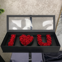 Premium Pencereli Kurdeleli I Love U Karton Hediye Kutusu - 23116 -