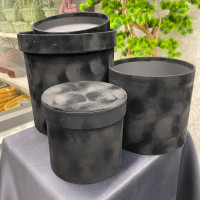 Premium Silindirik Formlu Kadife Özel Gün Hediye Kutusu 3'lü - 70504 -