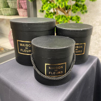 Premium Silindirik Formlu Maison Des Fleurs Baskılı Özel Gün Hediye Kutusu 3'lü - 70590 -