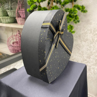 Premium Siyah Kalp Formlu Kurdelalı Özel Gün Hediye Kutusu 3'lü - 70615 -