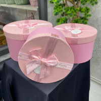 Premium Silindirik Formlu Saplı Özel Gün Hediye Kutusu 3'lü - 70559 -