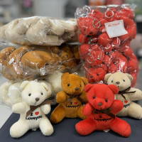 Sevimli Peluş Kurdelalı Ayı Anahtarlık 12 cm 10'lu - 23002 - deg -