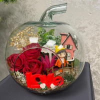 Dekoratif Özel Günler İçin Cam Elma Teraryum - 145001 -